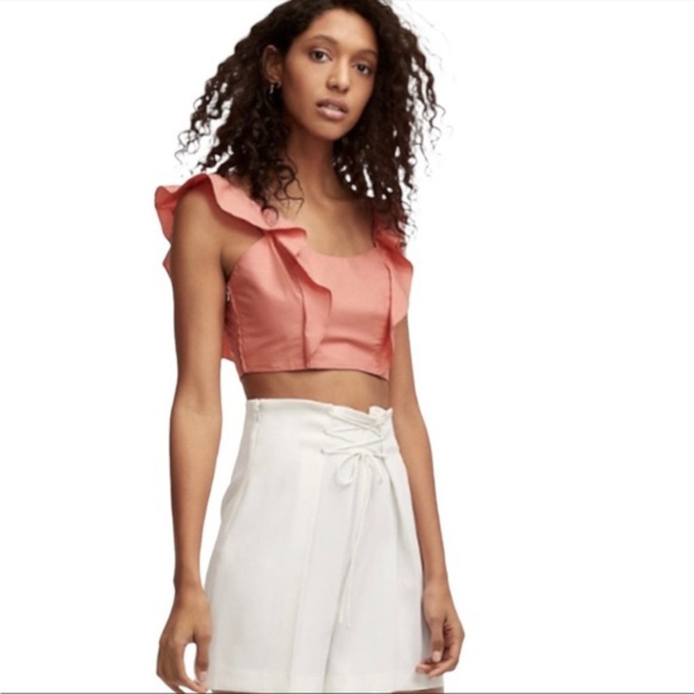 Aritzia Wilfred Sandrine Pink Cotton Cropped Top